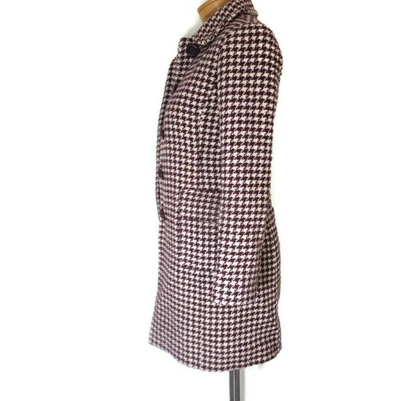 Frenchi Red & Black Houndstooth Wool Coat women's size XS - Picture 3 of 6